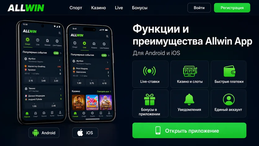 Функции и преимущества Allwin App для Android и iOS: live-ставки, слоты, быстрые платежи